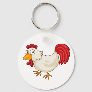 Llavero Gallo de dibujos animados gallina blanca