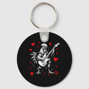 Llavero Gallo divertido de San Valentín tocando guitarra R