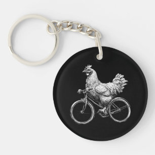 Llavero Gallo Divertido Montando Bicicleta Ciclista Animal