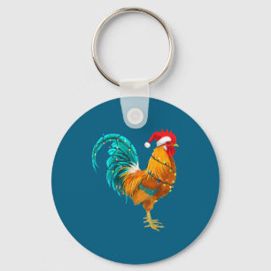 Llavero Gallo Divertido Pollo Santa Luces De Navidad Granj