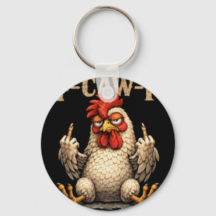 Llavero Gallo Negro Divertido F-caw-f Gótico Fcawf Pollo A