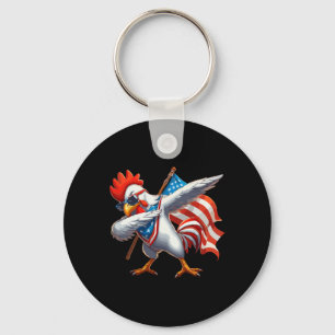 Llavero Gallo Pollo Cantando 4 De Julio Bandera Americana 