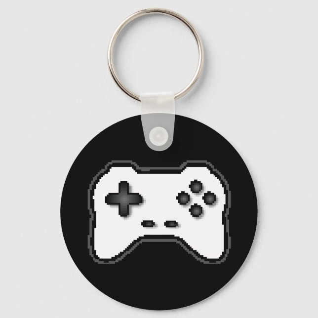 Llavero Game Controller Black White 8bit Video Game Style (Reverso )