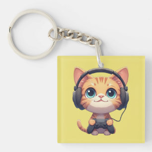 Llavero Gamer de gato divertido - Regalo para amantes de g