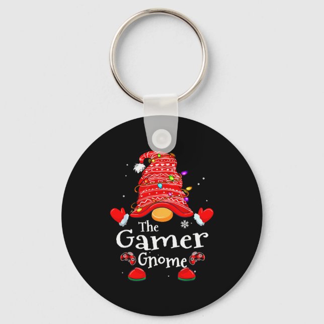 Llavero Gamer Gnome - Xmas Video Gamers Christmas Gnomes  (Anverso)