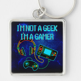Llavero Gamer retro neón azul