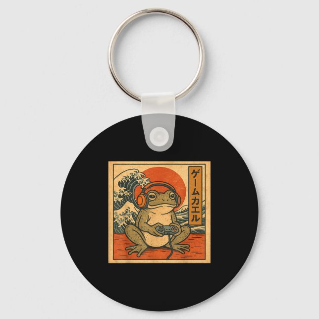 Llavero Gaming Frog Art Ukiyo-e Japanese Gamer Anime Men W (Anverso)
