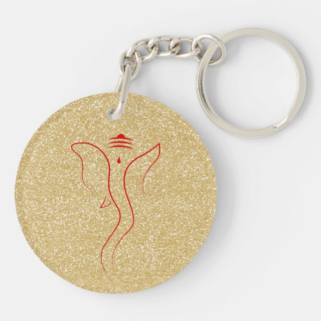 Llavero Ganesh Gold Acrylon Keychain (Atrás)