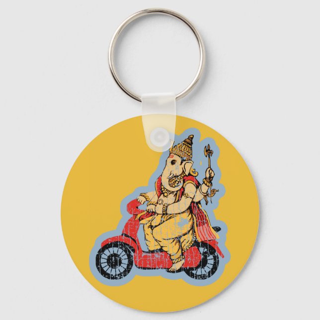 Llavero Ganesha montando un Scooter (Anverso)