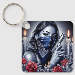Llavero Gangster Chica Hip Hop arte chicano Diseño