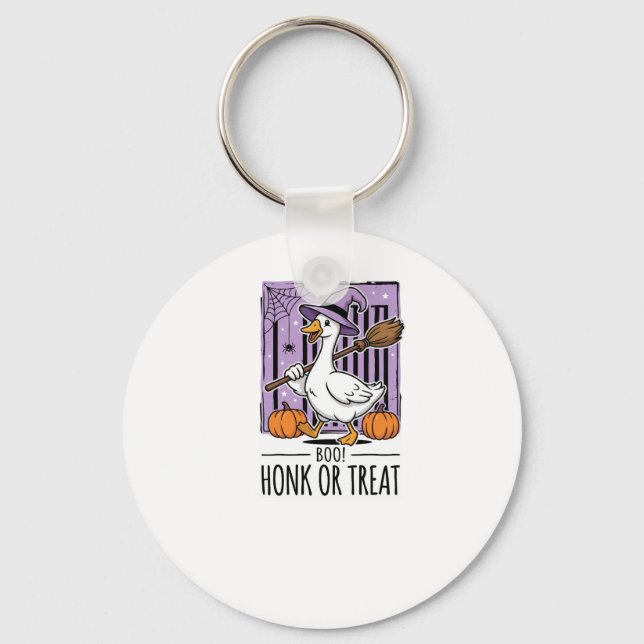 Llavero Ganso de Bruja de Halloween Honk o Tratar (Anverso)