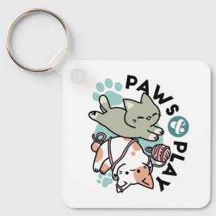 Llavero Garras y Juego – Ilustración de Gato Adorable