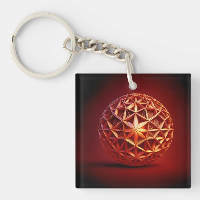 Llavero Gasket Fractal Sierpinski Rojo (Frente)