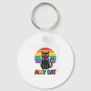 Llavero Gata Aliada Arcoíris Orgullo Diseño Camiseta Gato
