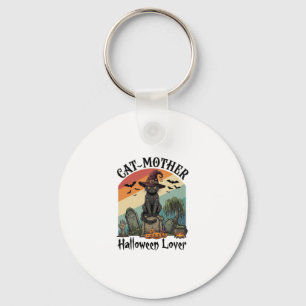 Llavero Gata Madre Amante de Halloween Sombrero de Bruja N