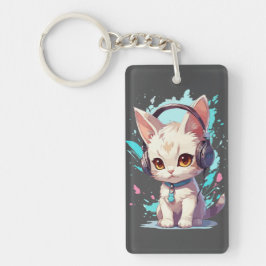 Llavero Gatito Adorable con Auriculares Magia