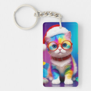 Llavero Gatito arcoiris Santa Claus-57357