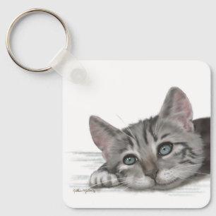 Llavero Gatito atigrado lindo descansando dibujo animado