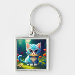 Llavero Gatito Azul Adorable con Gafas-47067
