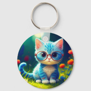 Llavero Gatito Azul Adorable con Gafas-47067