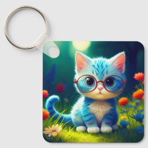Llavero Gatito Azul Adorable con Gafas-47067