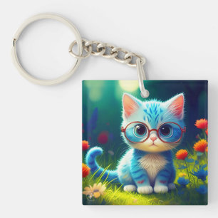 Llavero Gatito Azul Adorable con Gafas-47067