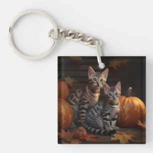 Llavero Gatito Bengal Otoño Delicia Calabaza