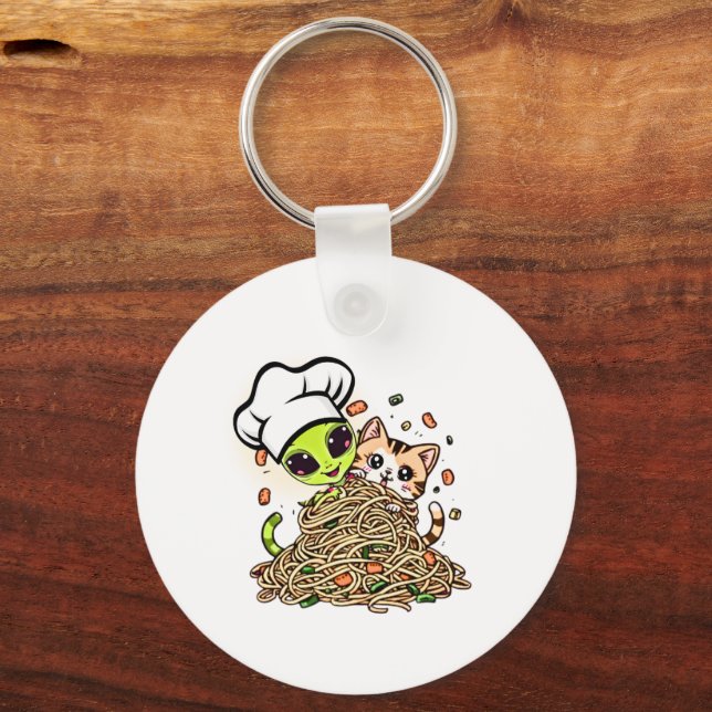 Llavero Gatito Chef Alien Cute  (Anverso)