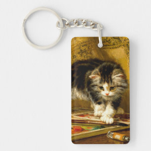 Llavero Gatito con pintura y brochas