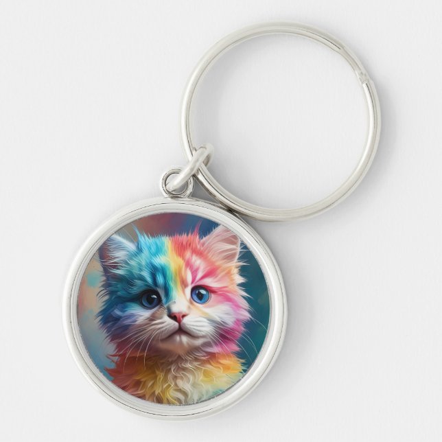 Llavero Gatito de color arcoiris (Frente)