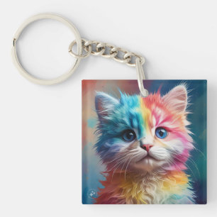 Llavero Gatito de color arcoiris