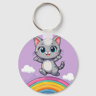 Llavero Gatito de dibujos animados adorable saltando alegr