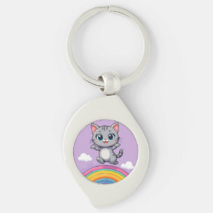 Llavero Gatito de dibujos animados adorable saltando alegr