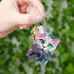 Llavero Gatito de ojos azules místicos   Gato lindo