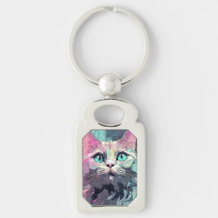 Llavero Gatito de ojos azules místicos Gato lindo