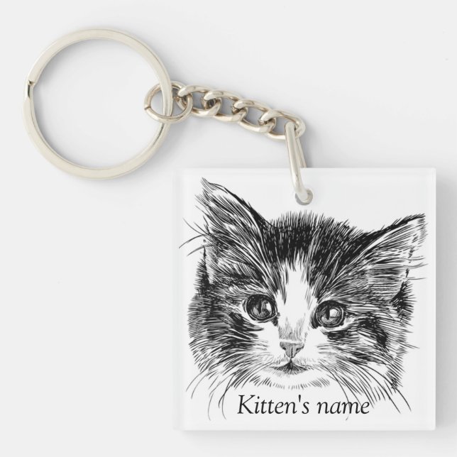 Llavero Gatito dulce personalizable (Frente)