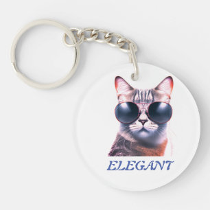Llavero gatito elegante con gafas de sol Aralílico Keychai