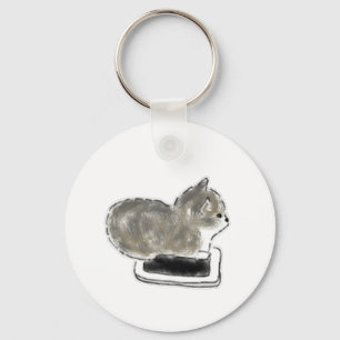 Llavero Gatito Gris en Arte con Lápiz de Teléfono Intelige