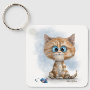 Llavero Gatito Jengibre con Dibujo Animado de Ratón