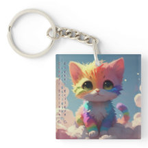 Gatito Lindo Arcoíris Sobre una Nube