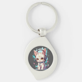 Llavero Gatito lindo con audífonos mágicos