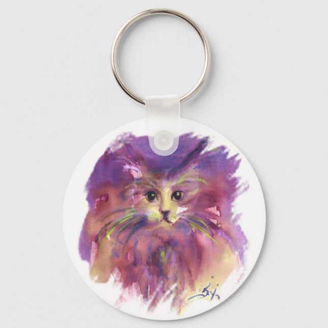 LLAVERO GATITO MORADO ,RETRATO DE GATO (Anverso)