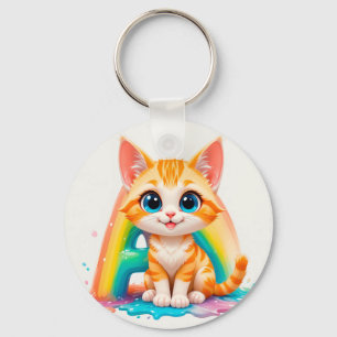 Llavero Gatito Naranja Adorable de Dibujos Animados