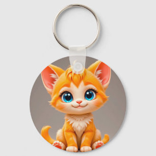 Llavero Gatito Naranja de Dibujos Animados Adorable