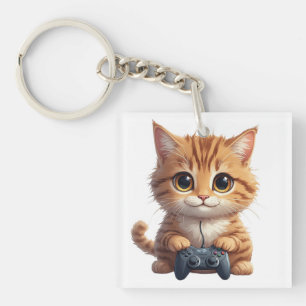 Llavero Gatito sosteniendo un control de videojuegos Gamer