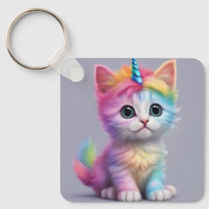 Llavero Gatito Unicornio Arcoíris