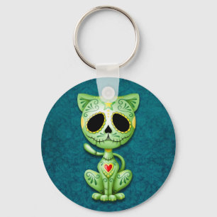 Llavero Gatito verde del azúcar del zombi