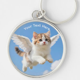 Llavero Gatito Volador Adorable Calico Tabby Cielo Azul