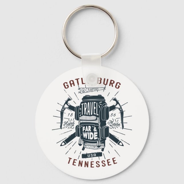 Llavero Gatlinburg Tennessee Mochila Gear Retro Viaje (Anverso)