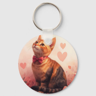 Llavero Gato Abisinio con Rosas - Día de San Valentín